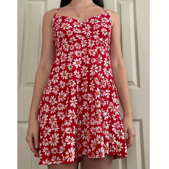 Hollister Red Dress with Floral Design for Summer - Picture 1 of 1